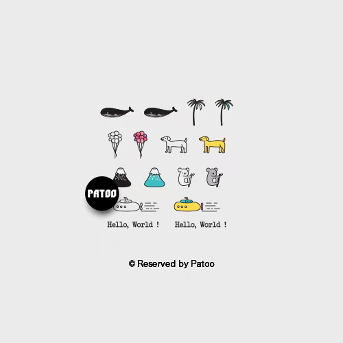 18 in 1 Tattoo "Hello World! & Travel Emoji"