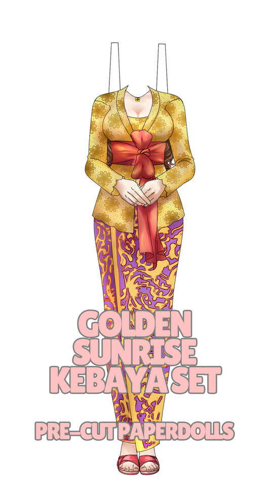 Golden Sunrise Kebaya Pre-Cut Paperdoll