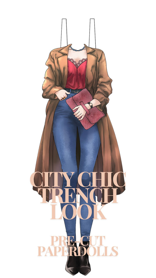 City Chic Trench Look Pre-Cut Paperdoll