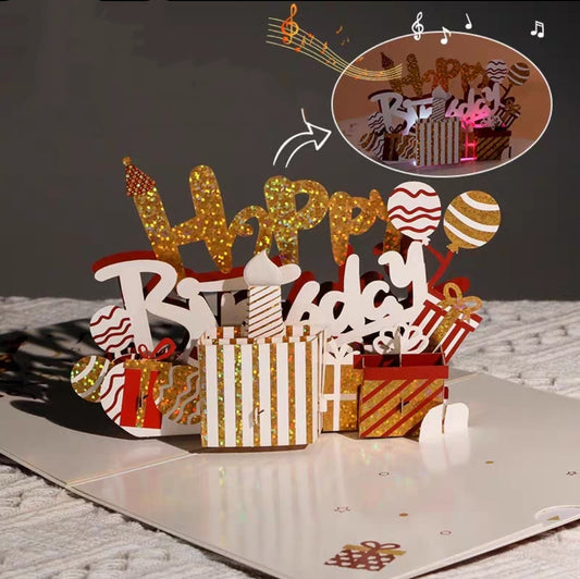 With CANDLE 3D Music Light Birthday Cake Card