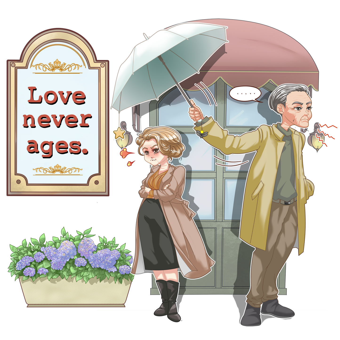 Postcard "Love Never AGES" Old Age