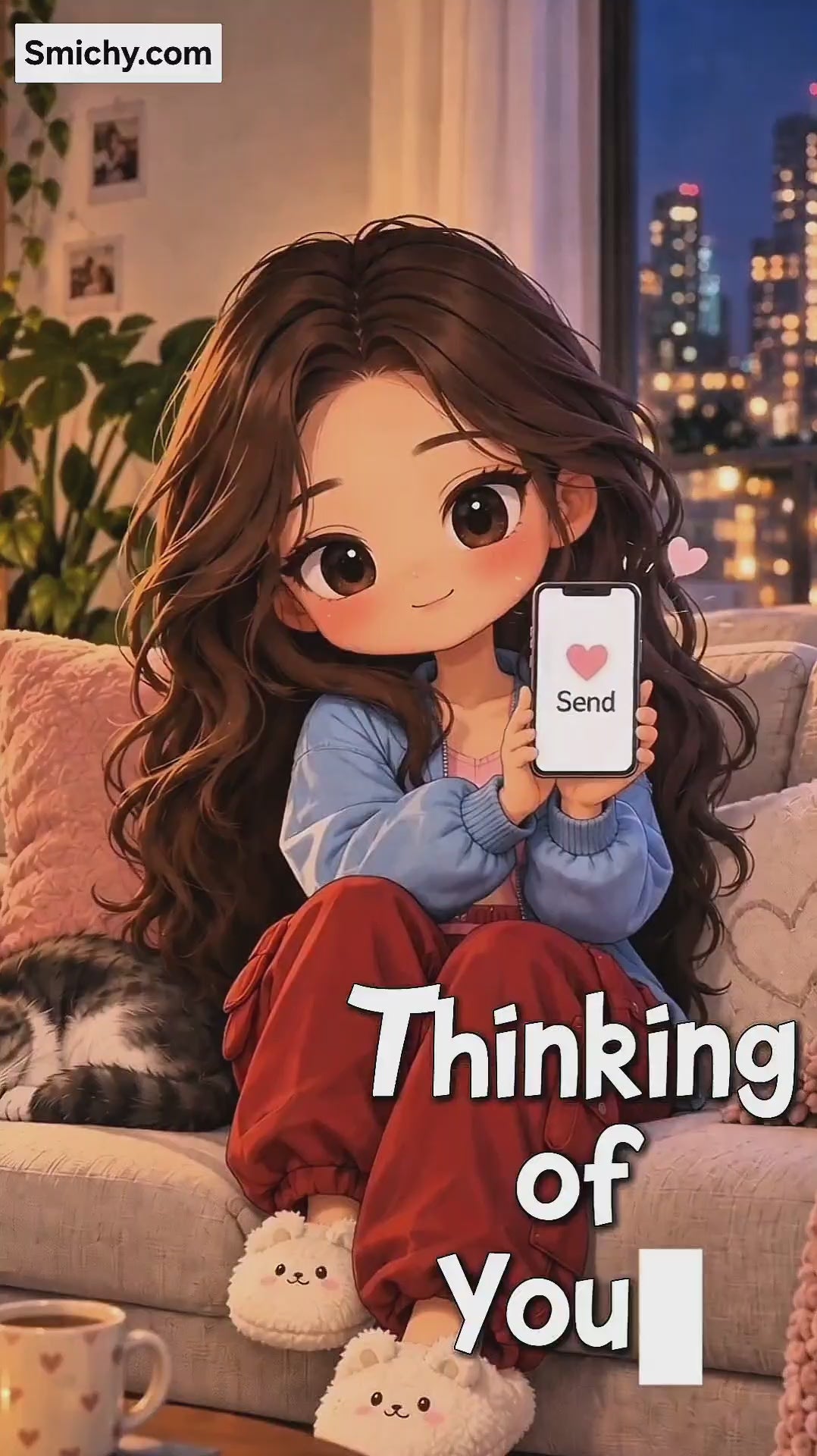 Chibi Cute "You’ve Got Text" - Greeting V-Card with Stories