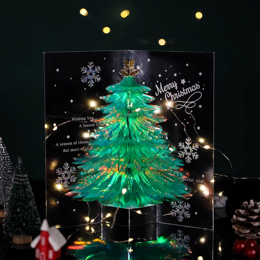 Green Christmas 3D Light Birthday Card