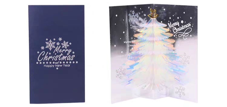 Blue Christmas 3D Light Birthday Card