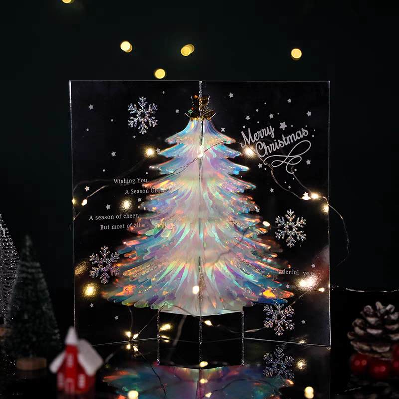 Blue Christmas 3D Light Birthday Card